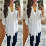 Maternity V-neck Chiffon Blouse Summer Fashion Pregnancy Clothing White Shirts Loose Tops Solid Color Clothes For Pregnant Women