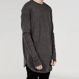 Fashion Men Hip Hop Long Sleeve T-shirt with Thumb Hole Cuff Street Wear Tee Tops NIN668