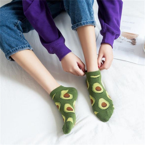 Women Cotton Socks Low-top Shallow Mouth Short Socks Cute Funny Fruit Couple Boat Socks Street Harajuku Trend Skateboard Socks