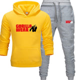 2019 new tracksuit Fashion GORILLA WEAR Track suit Sportswear Two Piece Sets All Cotton Fleece Thick hoodie+Pants Sporting Suit