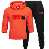 2019 new tracksuit Fashion GORILLA WEAR Track suit Sportswear Two Piece Sets All Cotton Fleece Thick hoodie+Pants Sporting Suit