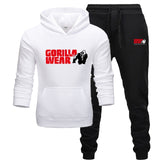 2019 new tracksuit Fashion GORILLA WEAR Track suit Sportswear Two Piece Sets All Cotton Fleece Thick hoodie+Pants Sporting Suit