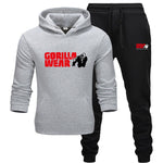 2019 new tracksuit Fashion GORILLA WEAR Track suit Sportswear Two Piece Sets All Cotton Fleece Thick hoodie+Pants Sporting Suit