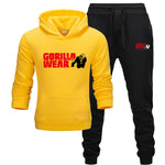 2019 new tracksuit Fashion GORILLA WEAR Track suit Sportswear Two Piece Sets All Cotton Fleece Thick hoodie+Pants Sporting Suit