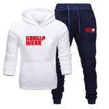 2019 new tracksuit Fashion GORILLA WEAR Track suit Sportswear Two Piece Sets All Cotton Fleece Thick hoodie+Pants Sporting Suit