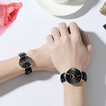 Couple Watch Quartz Men's Ladies Wrist Watches Analog Black Fashion Simple 2Size Leather Strap Valentine Love Birthday Gift F306